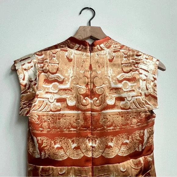 Nicole Miller Bodycon Ruched Dress Silk Baroque Vintage 90's Greek Goddess SZ 0 - Picture 10 of 16